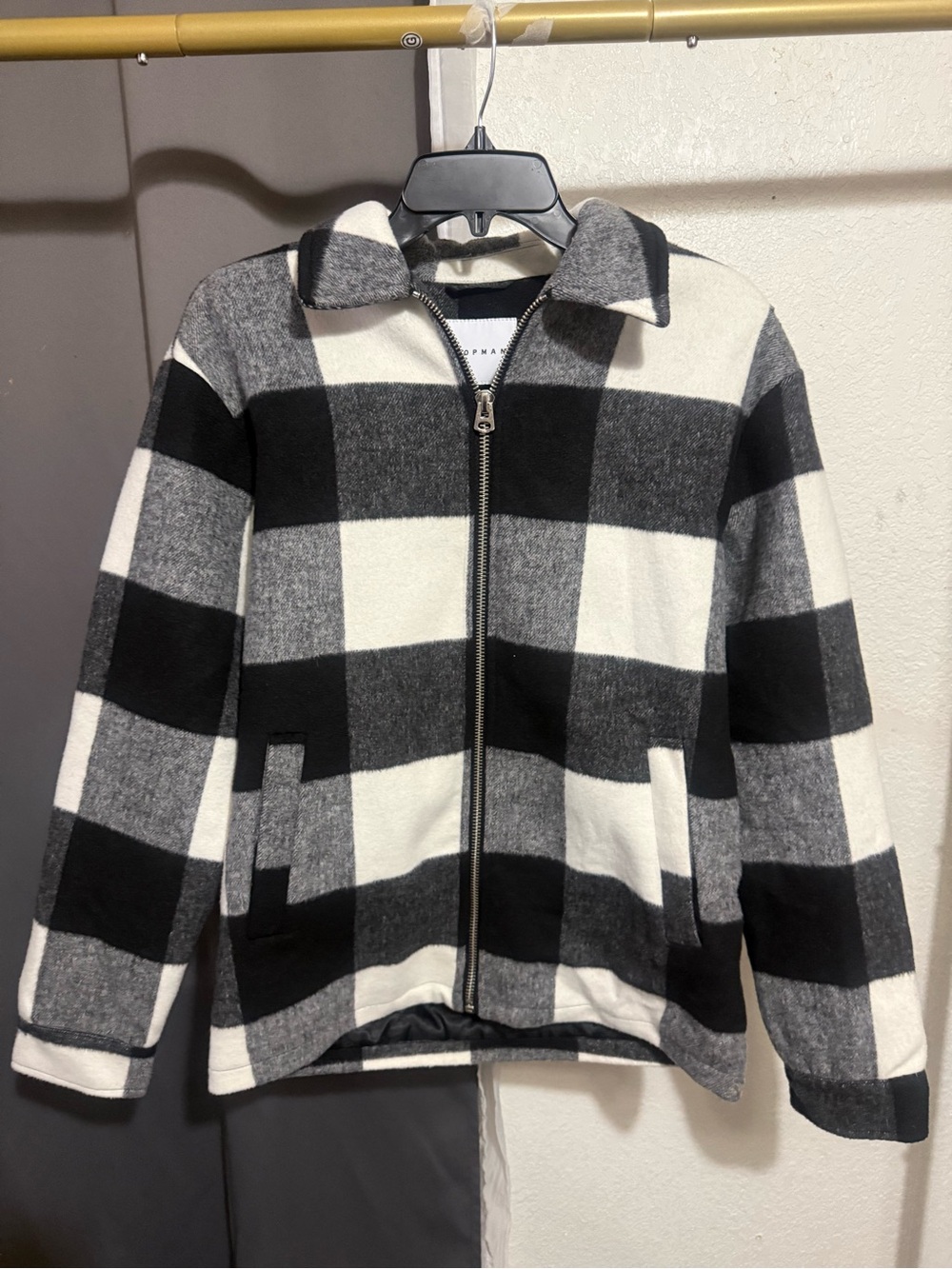 Topman Black and White Buffalo Check Jacket